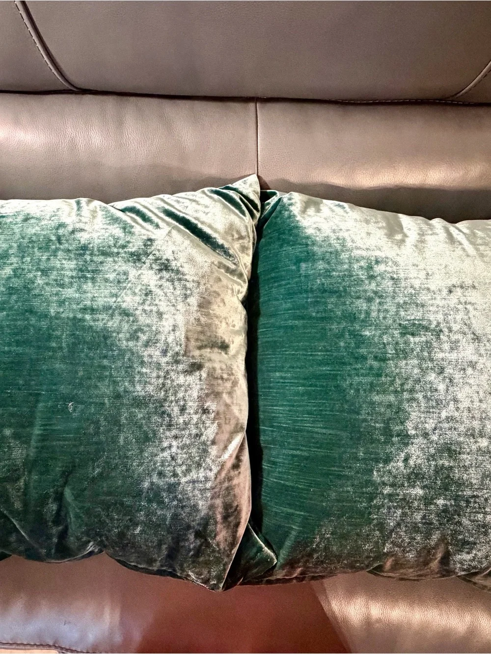 TGH Tessitura Italy Emerald Velvet Throw Pillows 24” Set of 2 Designer